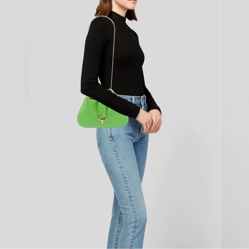 Sandro Sweet Janet Chain Shoulder Bag Vert Pomme Green Apple Small Purse NWT - Picture 4 of 7